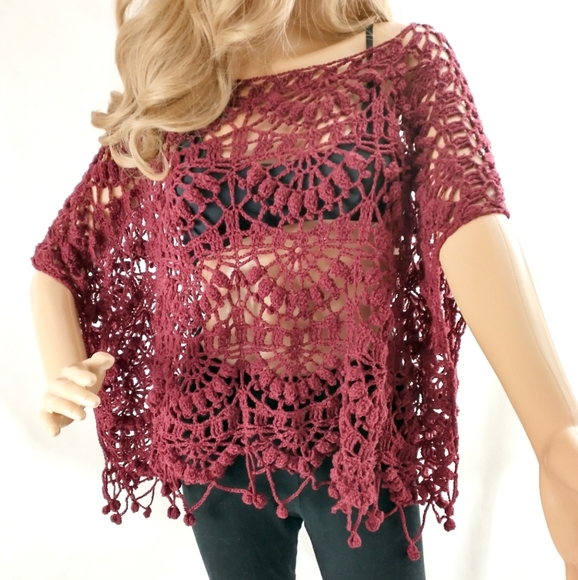handmade Tops - 🎶SOLD  Top Lace Poncho Cape Boho Handmade